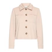 Stijlvolle Jas met Ruchedetails Ichi , Beige , Dames