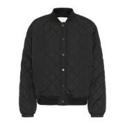 Quilt Bomber Jacket in Pitch Black Cream , Black , Dames