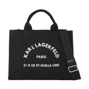 Zwarte vierkante tote tas met bedrukt logo Karl Lagerfeld , Black , Da...