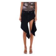 Zwarte Denim Cut Out Mini Rok Y/Project , Black , Dames