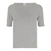 Katoenmix Boothals T-shirt Allude , Gray , Dames