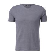 Linnen V-hals T-shirt Kiefermann , Gray , Heren