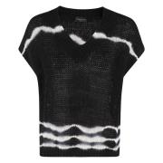 Batik Slipover Sweater Roberto Collina , Black , Dames