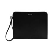 Elegante Leren Clutch met Afneembare Band Kiton , Black , Dames