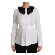 Witte Kraag Lange Mouw Blouse Top Dolce & Gabbana , White , Dames