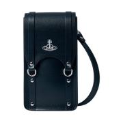 Crossbody tas van glad leer met logo Vivienne Westwood , Black , Heren