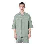 Stretch Cargo Shirt Klassieke Kraag Rick Owens , Green , Heren