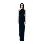 Zijde Blend Gedrapeerd Maxi Jurk Rick Owens , Black , Dames