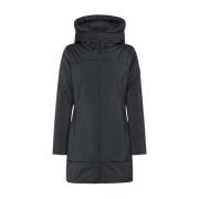 Strak nylon aansluitende jas met capuchon Dekker , Black , Dames