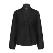 Naomi V-hals Blouse Pofmouw Lady Day , Black , Dames