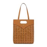 Diamanten Tote Tas in Visetos Leder Mix MCM , Brown , Unisex