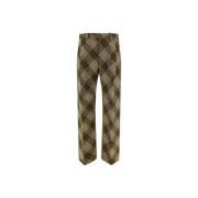 Geruite wollen broek met plooi Burberry , Multicolor , Heren