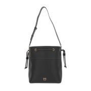 Zwart en Goud Leren Handtas Pinko , Black , Dames