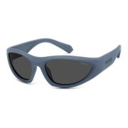 Matte Blue Grey Polarized Zonnebril Polaroid , Blue , Unisex