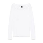 Witte Boothals Trui met Logo Pinko , White , Dames