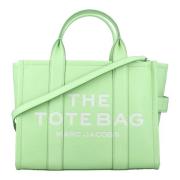 Leren Medium Tote Tas met Logo Marc Jacobs , Green , Dames