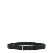 Zwarte leren riem met zilveren gesp Comme des Garçons , Black , Heren