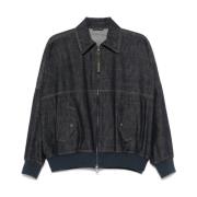 Donkerblauwe Denim Bomberjack Brunello Cucinelli , Blue , Dames