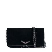 Zwart Suede Rock Party Clutch Zadig & Voltaire , Black , Dames