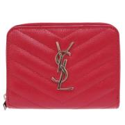 Pre-owned Leather wallets Saint Laurent Vintage , Red , Dames