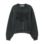 Zwarte Logo Print Crew Neck Sweater Alexander Wang , Black , Dames