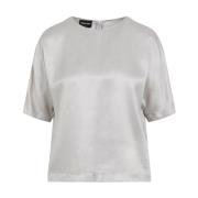 Ash Grey Shirt met Ronde Hals Giorgio Armani , Gray , Dames