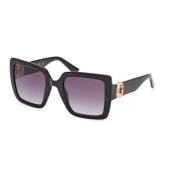 Stijlvolle zonnebril in glanzend zwart/grijs Guess , Black , Dames