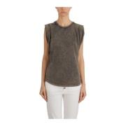 Katoenen T-shirt Dondup , Gray , Dames