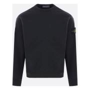 Zwarte Katoenen Jersey Trui Stone Island , Black , Heren