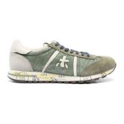 Groene Suède Nylon Lucy Sneakers Premiata , Green , Heren