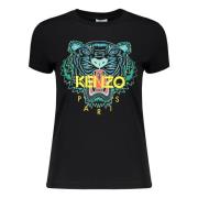 Maxi Print Katoenen T-shirt Kenzo , Black , Dames