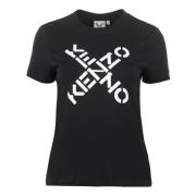 Katoenen T-shirt met Big X Print Kenzo , Black , Dames