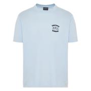 Katoenen T-shirt met Stijlvol Ontwerp Emporio Armani , Blue , Heren