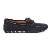 Blauwe Suède Platte Schoenen Tod's , Blue , Heren