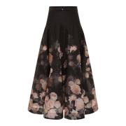 Zwart Zijde Linnen Midi Rok Zimmermann , Black , Dames