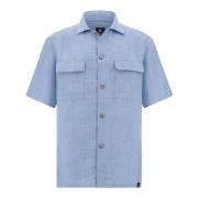 Linnen Camp Overshirt Boggi Milano , Blue , Heren