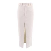 Diagonaal Motief Katoen Linnen Rok Brunello Cucinelli , White , Dames