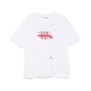 Wit Logo Print Crew Neck T-shirt Martine Rose , White , Heren