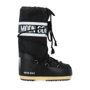 Zwarte Nylon Icon Laars Waterdicht Moon Boot , Black , Dames