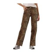 Leopard Print High Waist Wide Jeans Y.a.s , Brown , Dames