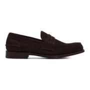 Bruine Suède Penny Loafer Schoenen Church's , Brown , Heren