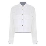 Witte denim-stijl kort jasje met geperforeerd patroon Kocca , White , ...