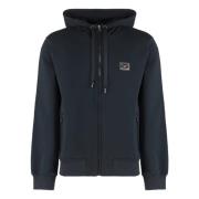 Katoenen Zip Hoodie met Ribboord Dolce & Gabbana , Blue , Heren