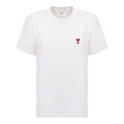 Witte Katoenen T-shirt met Monogram Motief Ami Paris , White , Dames