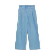 Blauwe Wide Leg Broek met Verborgen Sluiting The Garment , Blue , Dame...