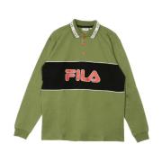 Lange Mouw Polo in Diep Lichen Groen/Zwart/Wit Fila , Multicolor , Her...