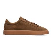 Bruine Suède Bovenkant Logo Sneakers Tod's , Brown , Heren