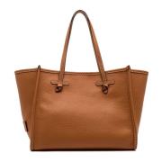 Bruin leren boodschappentas met clutch Gianni Chiarini , Brown , Dames