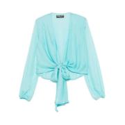 Turquoise Diepe V-Hals Shirt Chiara Boni , Blue , Dames