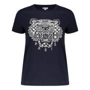 Geborduurd katoenen T-shirt Kenzo , Blue , Dames